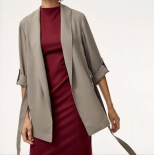Aritzia Babaton Kahlo Mid Robe Jacket Blazer Taupe XS